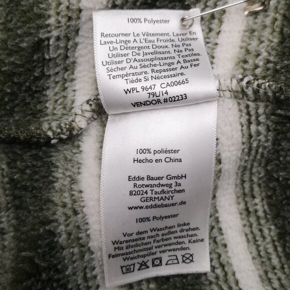 Eddie Bauer Ladies Size Medium Army Green/Off White Striped Fleece Lined Hoodie - Picture 6 of 13